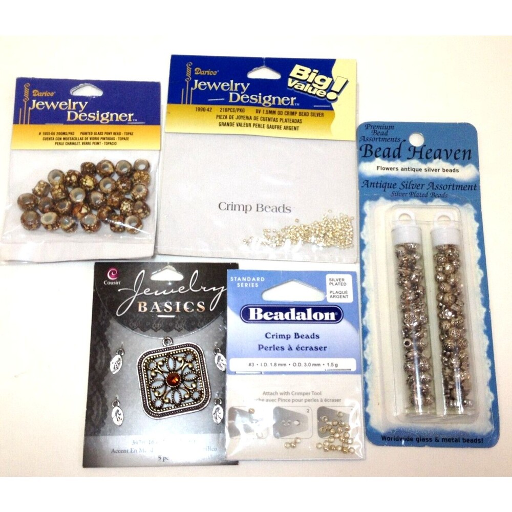Jewelry Making Lot of 5 Beads and Accents Darice Beadalon Cousin Silver Plated +